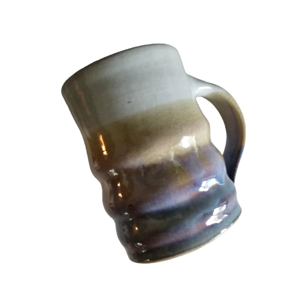 Studio Art Pottery Blue Green Pink Drip Glazed Coffee Tea Mug‎ 4.5"